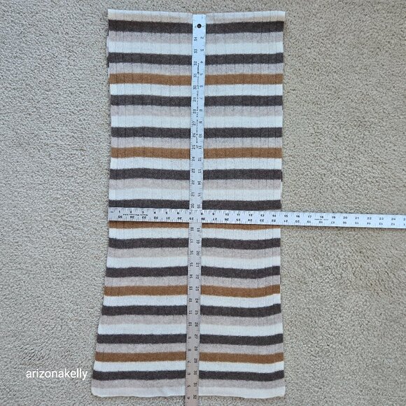 NWOT Cashmere Ribbed Scarf in Neutral Stripes - Picture 3 of 7